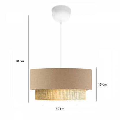 Bohem Serisi Kumaş Sarkıt Avize Gri (30x15x60 cm) - KAHVERENGİ - 30x15x60 cm - 3