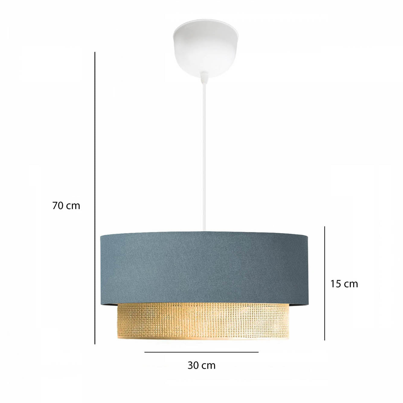Bohem Serisi Kumaş Sarkıt Avize Gri (30x15x60 cm) - MAVİ - 30x15x60 cm - 3