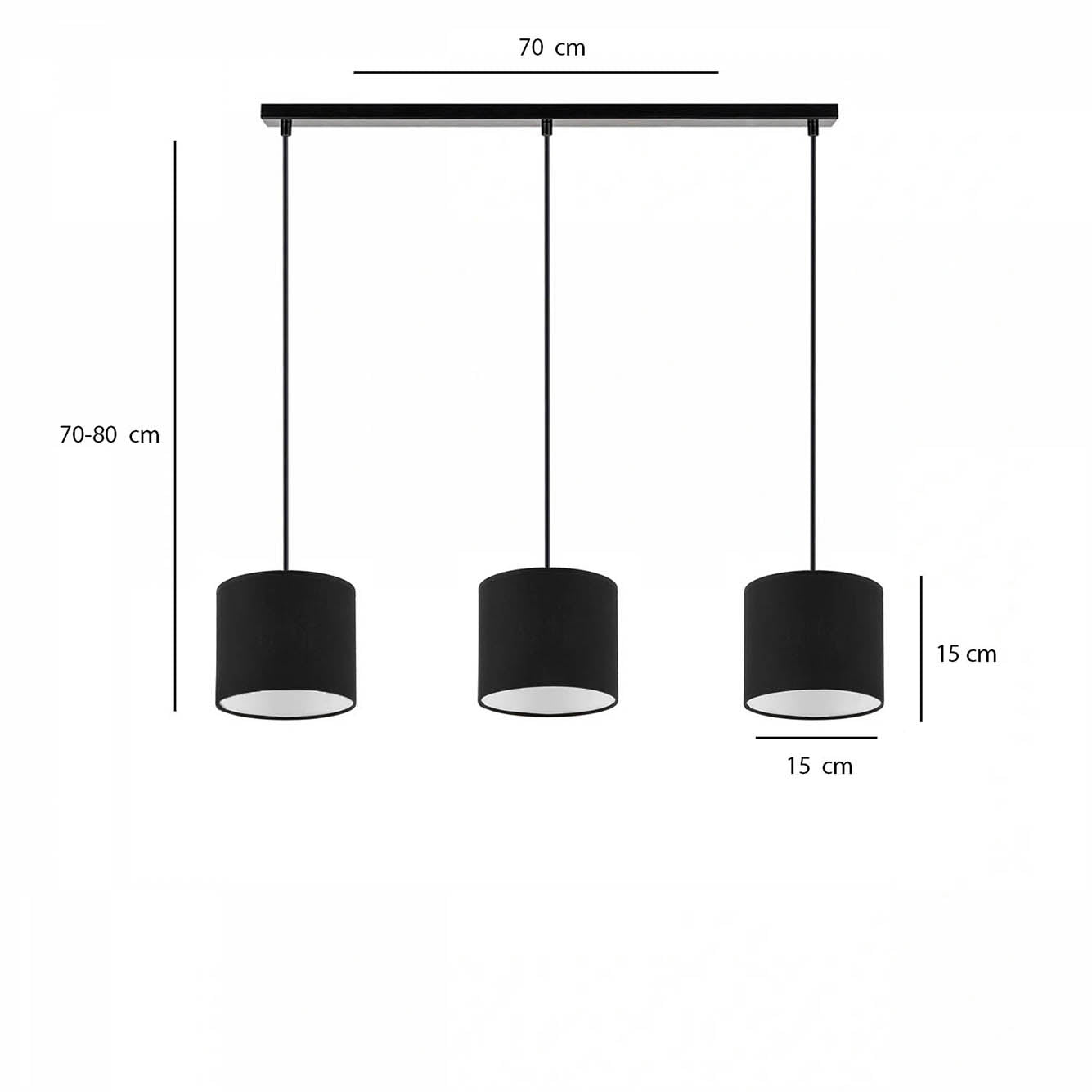 3'lü Sıralı Rattan Hazeran Sarkıt Bej (15x15x70 cm) - SİYAH - 15x15x70 cm - 3