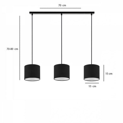 3'lü Sıralı Rattan Hazeran Sarkıt Bej (15x15x70 cm) - SİYAH - 15x15x70 cm - 3