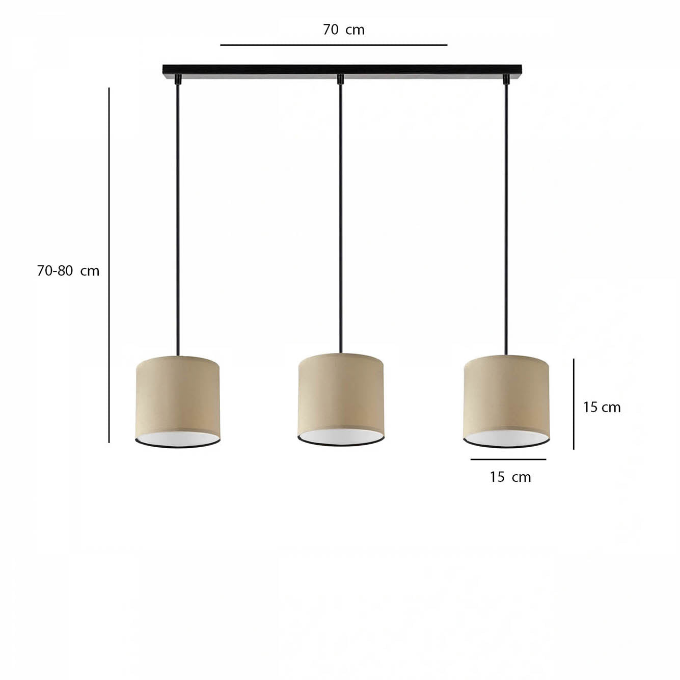 3'lü Sıralı Rattan Hazeran Sarkıt Bej (15x15x70 cm) - KAHVERENGİ - 15x15x70 cm - 3