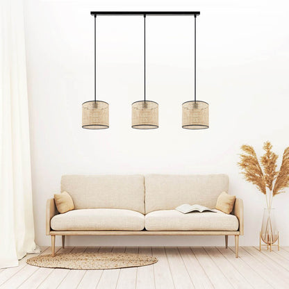 3'lü Sıralı Rattan Hazeran Sarkıt Bej (15x15x70 cm)