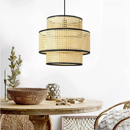 Modern Serisi Hazeran Rattan Sarkıt Avize Bej (30x25x70 cm)