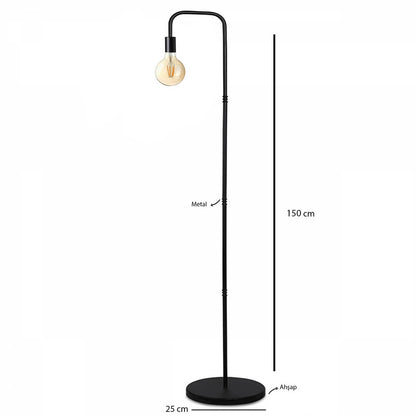 Basic Retro Metal Gövdeli Lambader Siyah (150 cm) - 3