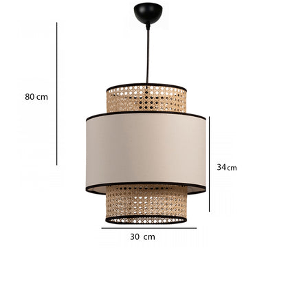 Balat Serisi Kumaşlı Hazeran Rattan Sarkıt Siyah (30x34x80 cm) - VİZON - 30x34x80 cm - 3