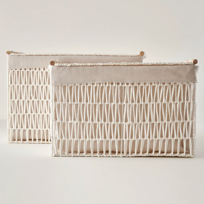 Sand Organizer Hasır Sepet Beyaz (57x36x37 cm) - 5