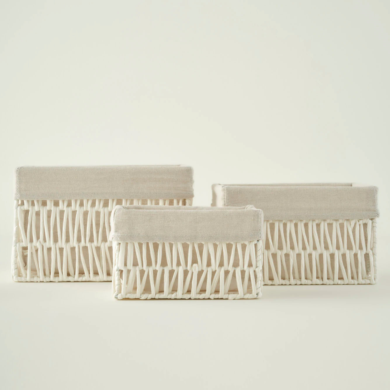Sand Hasır Organizer Sepet Beyaz (22x14x13 cm) - 30x22x19 cm - BEYAZ - 3