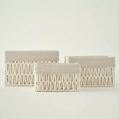 Sand Hasır Organizer Sepet Beyaz (22x14x13 cm) - 30x22x19 cm - BEYAZ - 3