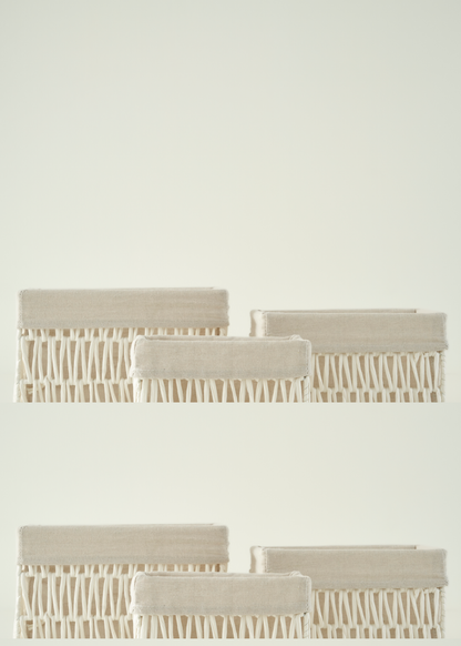 Sand Hasır Organizer Sepet Beyaz (22x14x13 cm) - 26x18x16 cm - BEYAZ - 3