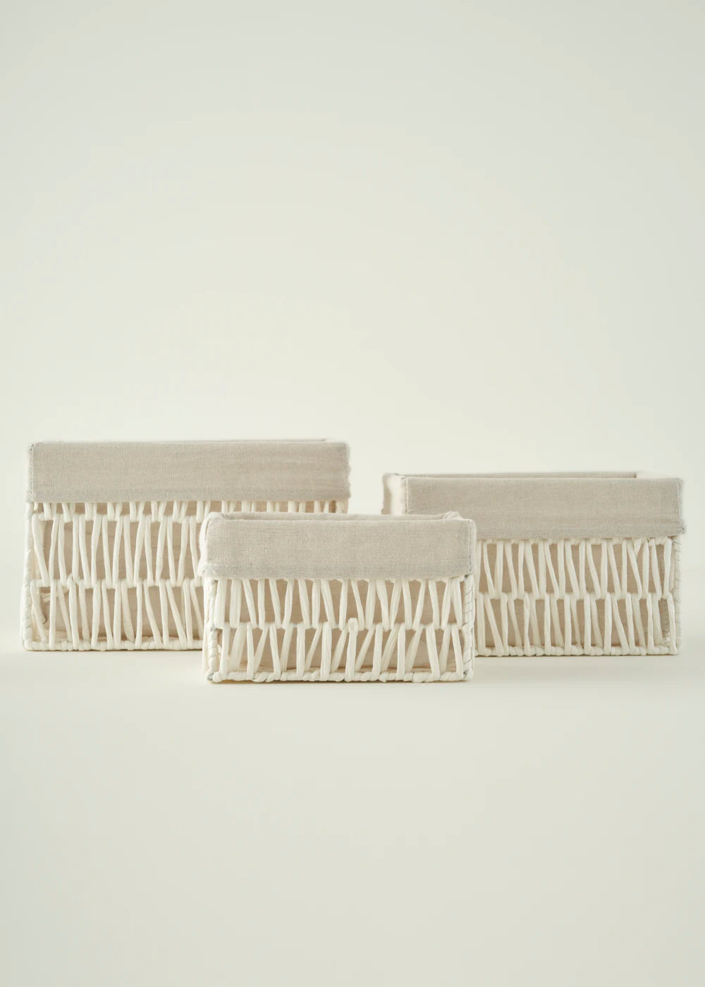 Sand Hasır Organizer Sepet Beyaz (22x14x13 cm) - 3