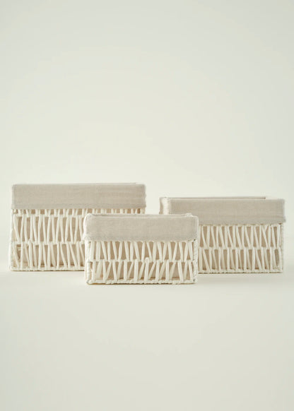 Sand Hasır Organizer Sepet Beyaz (22x14x13 cm) - 3