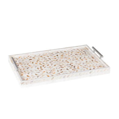 Serene Sedef Dekoratif Tepsi Krem (55x22x2 cm)