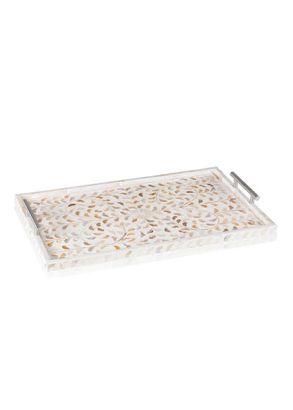 Serene Sedef Dekoratif Tepsi Krem (55x22x2 cm)