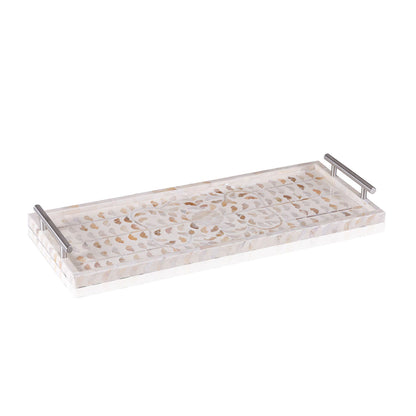 Serene Sedef Dekoratif Tepsi Krem (55x22x2 cm)
