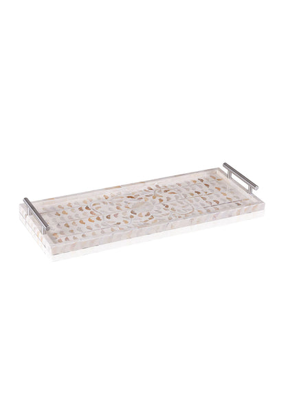 Serene Sedef Dekoratif Tepsi Krem (55x35x2 cm)