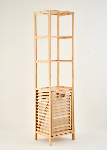 Lily Bambu 4 Raflı Düzenleyici Çamaşır Sepeti Naturel (160x40x33 cm)